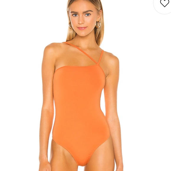 ❗️last call Superdown Taryn Asymmetric Bodysuit in Orange - Picture 2 of 11